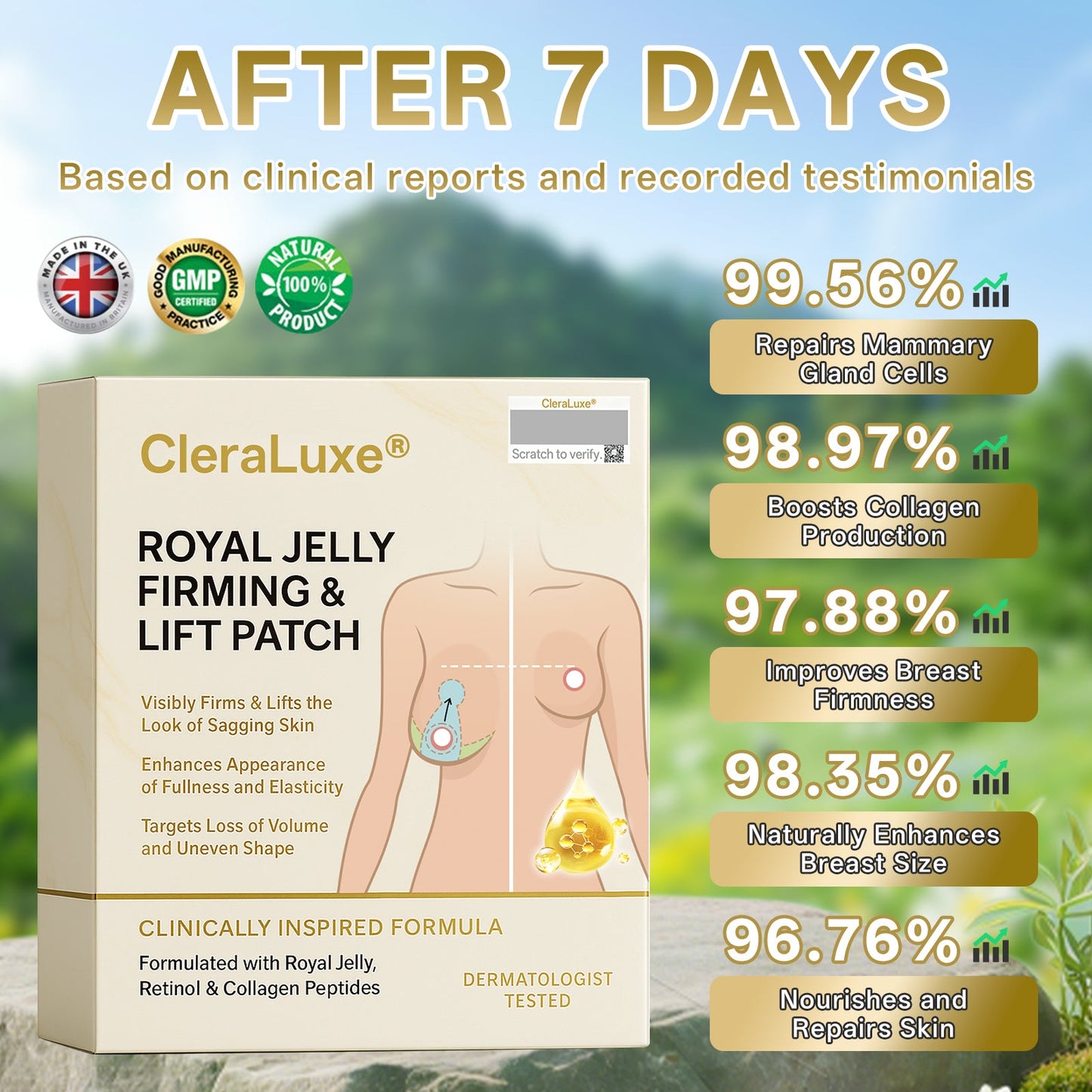 Official Online Offer | CleraLuxe® 💎 ROYAL JELLY FIRMING & LIFT PATCH - Safe to use during breastfeeding – suitable for concerns such as underdeveloped breasts, sagging, flatness, skin creasing, and nipple pigmentation.