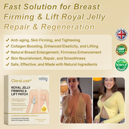 Official Online Offer | CleraLuxe® 🌞 ROYAL JELLY FIRMING & LIFT PATCH - Safe to use during breastfeeding – suitable for concerns such as underdeveloped breasts, sagging, flatness, skin creasing, and nipple pigmentation.