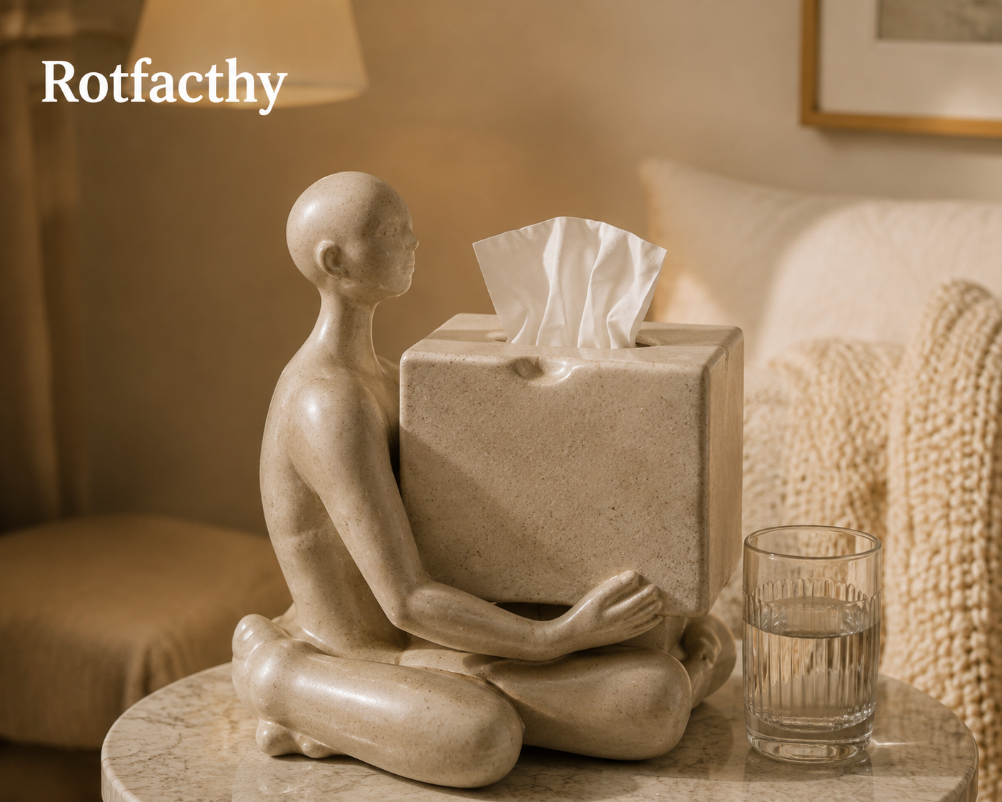 Rotfacthy Meditation Figure Sculptural Tissue Box