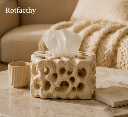 Rotfacthy Natural Stone Hollow Sculptural Tissue Box