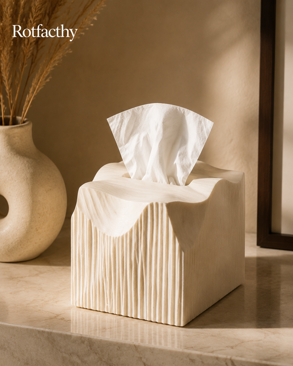 Rotfacthy Sculptural Wave Texture Tissue Box